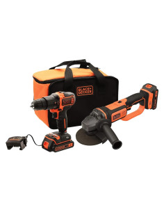 TRAPANO AVVITATORE A BATTERIA CON PERCUSSIONE + SMERIGLIATRICE IN SET - BLACK DECKER