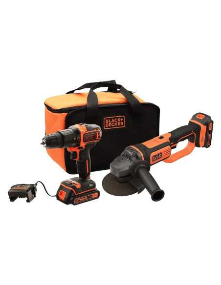 TRAPANO AVVITATORE A BATTERIA CON PERCUSSIONE + SMERIGLIATRICE IN SET - BLACK DECKER | Utensili Store