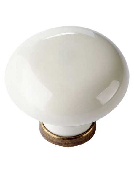 POMOLO PER MOBILI 'TONDO' base oro luc. / fondo bianco senza decoro - Senza Marca | Utensili Store