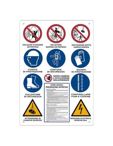 CARTELLO 12 SIMBOLI PER CANTIERE - EUROSIGNALS | Utensili Store