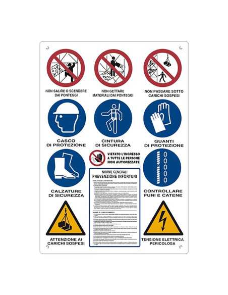 CARTELLO 12 SIMBOLI PER CANTIERE - EUROSIGNALS | Utensili Store