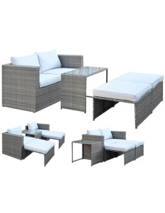 SET RATTAN COMBO GRIGIO  - Senza Marca