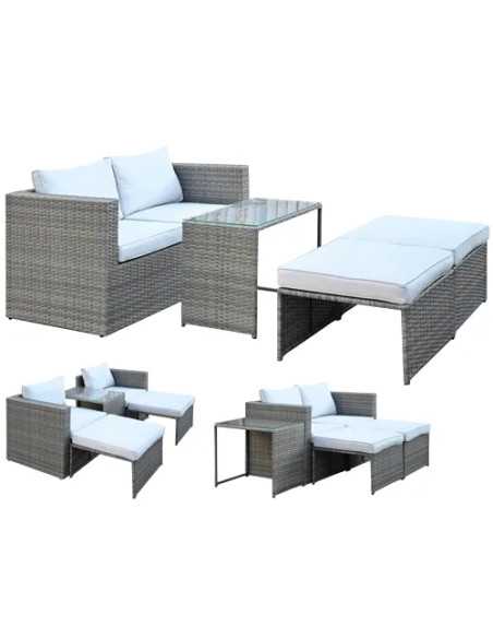 SET RATTAN COMBO GRIGIO - Senza Marca | Utensili Store