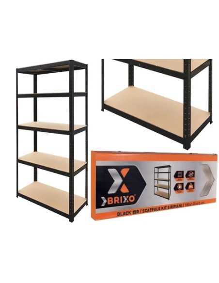 SCAFFALI KIT 5P BRIXO H.180 BLACK - Senza Marca | Utensili Store