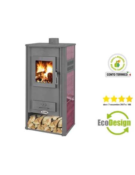 STUFA A LEGNA KAOS IDRO BORDEAUX - K-LINE | Utensili Store