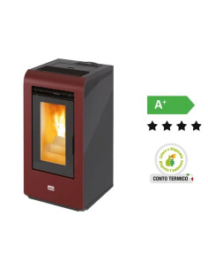 STUFA A PELLET QUEEN PLUS HE10 CANALIZZATA BORDEAUX - QUEEN