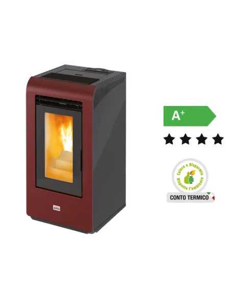 STUFA A PELLET QUEEN PLUS HE10 CANALIZZATA BORDEAUX - QUEEN | Utensili Store