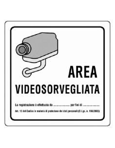 CARTELLO 'AREA VIDEOSORVEGLIATA' - Senza Marca
