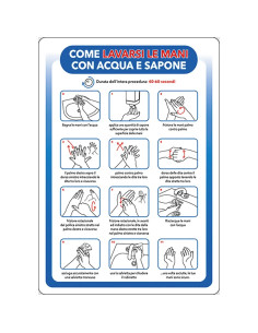 CARTELLO 'COME LAVARSI LE MANI CON ACQUA E SAPONE' - Senza Marca