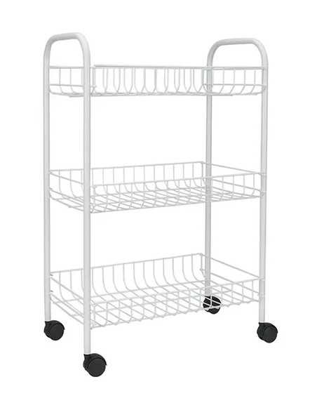 SCAFFALETTO 3 PIANI ACCIAIO BIANCO METALTEX IBIZA - Senza Marca | Utensili Store