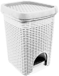 PATTUMIERA A PEDALE RATTAN BIANCO - DUPLAST