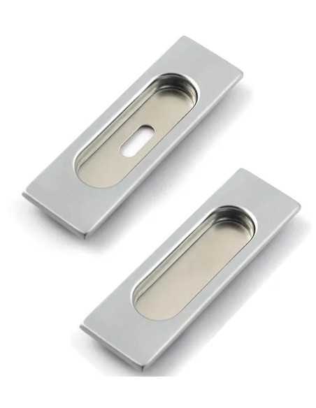 MANIGLIA INCASSO RETTANGOLARE 123X37MM CROMO SATINATA - VI.TEL. | Utensili Store