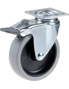 RUOTA GOMMA C/PIASTRA GIREVOLE E FRENO - CEBORA 2