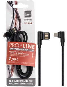 CAVO SMARTPHONE USB-MICRO USB 90° 1MT NERO PROLINE - SF-SOLUTIONS