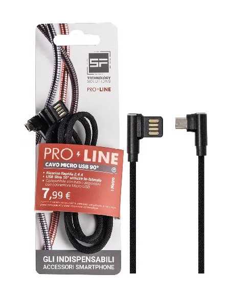 CAVO SMARTPHONE USB-MICRO USB 90° 1MT NERO PROLINE - SF-SOLUTIONS | Utensili Store