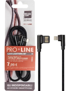 CAVO SMARTPHONE USB-LIGHTNING 90° 1MT NERO PROLINE - SF-SOLUTIONS