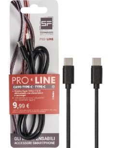 CAVO SMARTPHONE TYPE-C/TYPE-C 1MT NERO PROLINE - SF-SOLUTIONS