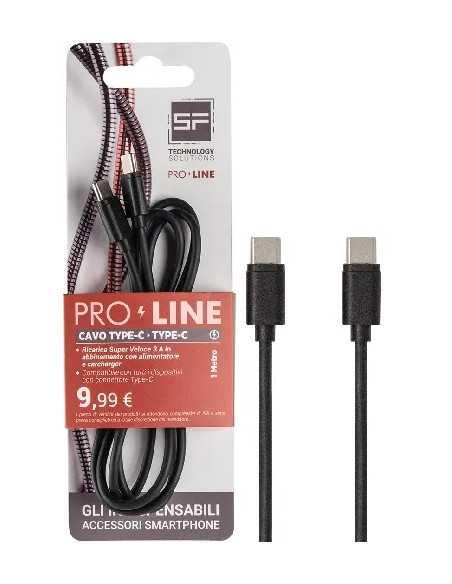 CAVO SMARTPHONE TYPE-C/TYPE-C 1MT NERO PROLINE - SF-SOLUTIONS | Utensili Store