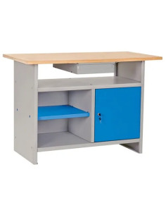 BANCO DA LAVORO METALLO PIANO LEGNO - ferma cassetto