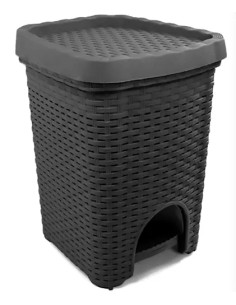 PATTUMIERA A PEDALE 16LT RATTAN GRIGIO ANTRACITE - DUPLAST