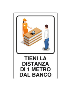 CARTELLO 'TIENI DISTANZA 1 METRO' - Senza Marca