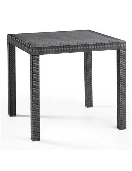 TAVOLO RESINA QUADRATO 'SATURNO' ANTRACITE SIMILRATTAN - Senza Marca | Utensili Store
