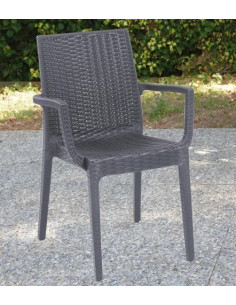 SEDIA RESINA CON BRACCIOLI DAFNE ANTRACITE  - Senza Marca