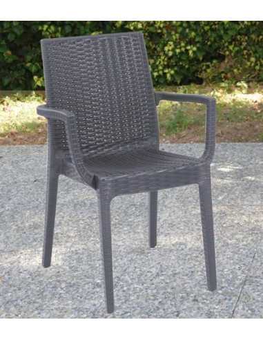 SEDIA RESINA CON BRACCIOLI DAFNE ANTRACITE - Senza Marca | Utensili Store