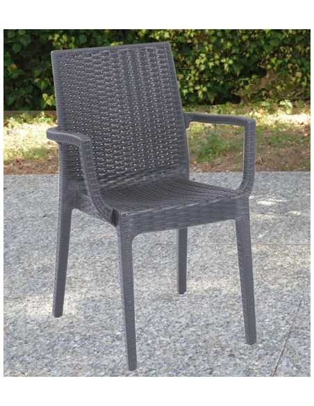 SEDIA RESINA CON BRACCIOLI DAFNE ANTRACITE - Senza Marca | Utensili Store