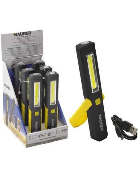 TORCIA LED PIEGHEVOLE C/CALAMITA MAURER BATTERIA RICARICABILE USB - MAURER | Utensili Store