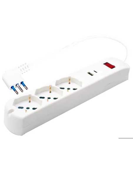 MULTIPRESA 3P. SCHUKO + 2P USB E SPINA 10A MAURER - MAURER | Utensili Store