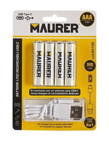 BATTERIE MAURER RICARICABILI USB MINISTILO 900MWH - MAURER | Utensili Store