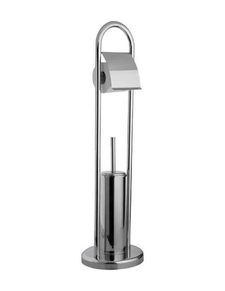 PIANTANA PORTAROTOLO+SCOPINO BAGNO ACCIAIO INOX H80CM - MAURER | Utensili Store