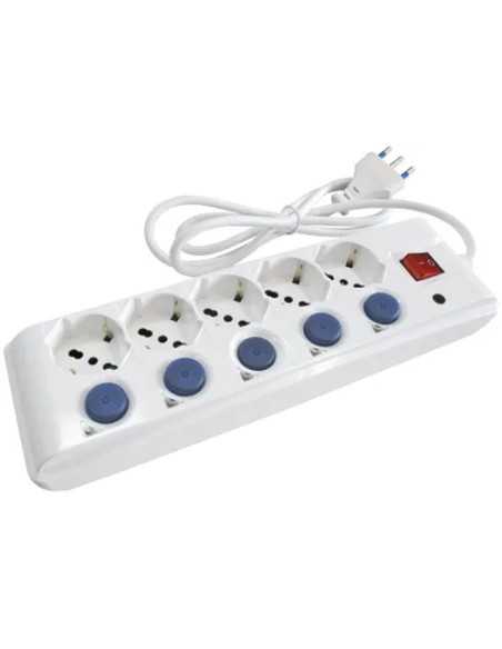 MULTIPRESA C/INTER. INDIPEND. 5P. SCHUKO BIANCO MAURER - MAURER | Utensili Store