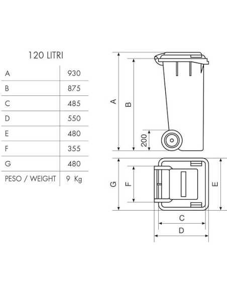 Bidone Carrellato 120 LT - MOBIL PLASTIC | Utensili Store