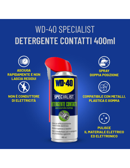 Detergente Contatti - Asciugatura Rapida - Non Conduttivo - NSF K2-400ml - WD-40 Specialist | Utensili Store