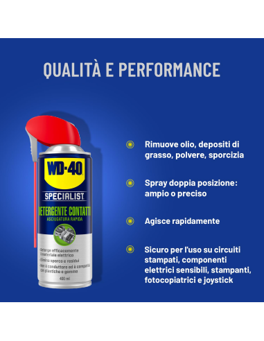 Detergente Contatti - Asciugatura Rapida - Non Conduttivo - NSF K2-400ml - WD-40 Specialist | Utensili Store