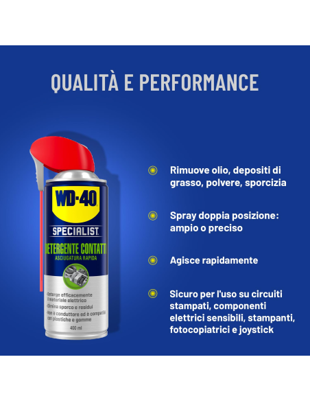 Detergente Contatti - Asciugatura Rapida - Non Conduttivo - NSF K2-400ml - WD-40 Specialist | Utensili Store