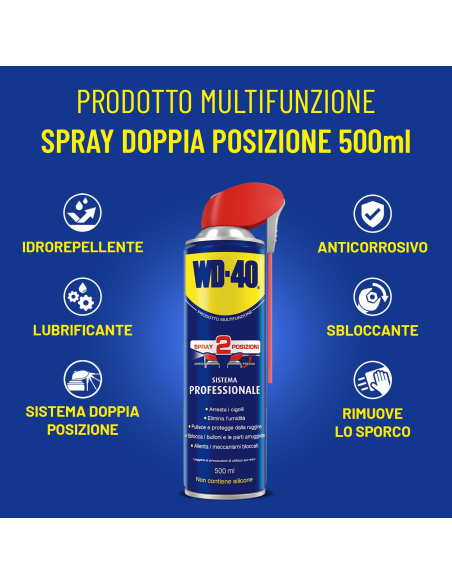 LUBRIFICANTE MULTIFUNZIONE SPRAY SISTEMA PROFESSIONALE 500ml. - WD-40 | Utensili Store