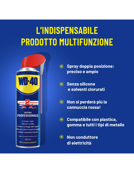LUBRIFICANTE MULTIFUNZIONE SPRAY SISTEMA PROFESSIONALE 500ml. - WD-40 | Utensili Store