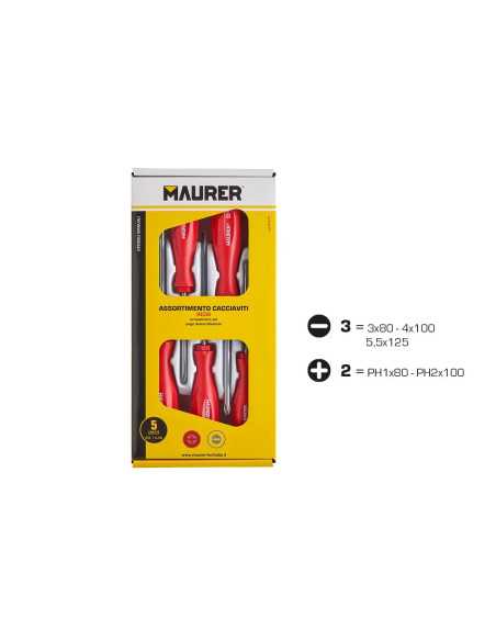 CACCIAVITI MAURER SERIE 5PZ REDS PROFESSIONAL CF. BLISTER - MAURER | Utensili Store