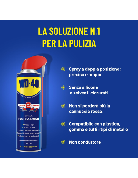 Prodotto Multifunzione - Lubrificante Spray Doppia Posizione - Senza silicone - 6x500ml - WD-40 | Utensili Store