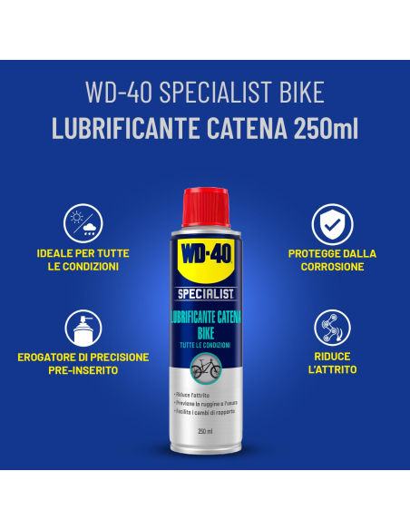 Lubrificante Catena Bike - Tutte le Condizioni - Spray 250ml - WD-40 Specialist | Utensili Store