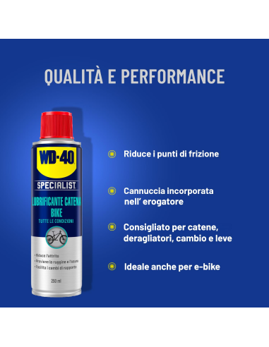 Lubrificante Catena Bike - Tutte le Condizioni - Spray 250ml - WD-40 Specialist | Utensili Store