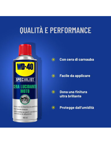 Cera Lucidante Moto - Estrema Brillantezza - Con cera - Non lascia residui - Spray 400ml - WD-40 Specialist | Utensili Store