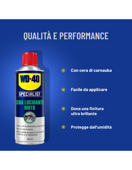 Cera Lucidante Moto - Estrema Brillantezza - Con cera - Non lascia residui - Spray 400ml - WD-40 Specialist | Utensili Store