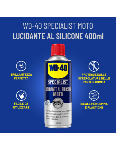 Lucidante Al Silicone Moto - Asciugatura rapida - Fragranza fruttata - Spray 400ml - WD-40 Specialist | Utensili Store