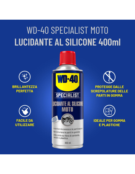 Lucidante Al Silicone Moto - Asciugatura rapida - Fragranza fruttata - Spray 400ml - WD-40 Specialist | Utensili Store