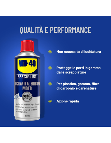 Lucidante Al Silicone Moto - Asciugatura rapida - Fragranza fruttata - Spray 400ml - WD-40 Specialist | Utensili Store