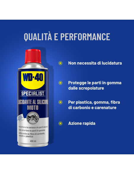 Lucidante Al Silicone Moto - Asciugatura rapida - Fragranza fruttata - Spray 400ml - WD-40 Specialist | Utensili Store